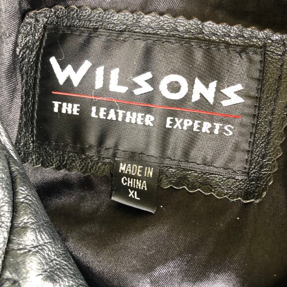 Vintage Womens Wilson Black Leather Coat Removable Faux Fur Collar XL Mid Length - Picture 8 of 13